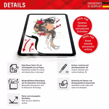 Displex TABLET PAPERSENSE iPadile 10,9 tolli (10.)/11 tolli (2025)/Air 11 tolli (2024/2025), eemaldatav kirjutus- või joonistuskile paberitundlikkusega