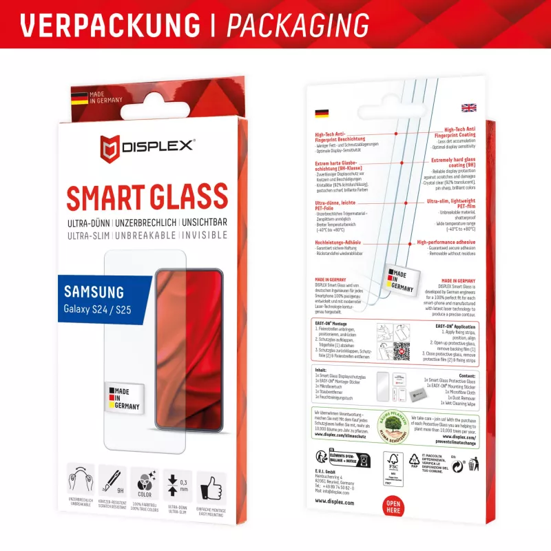 Displex Smart Glass (9H) Samsung Galaxy S24/S25 jaoks, paigalduskleebis, purunematu