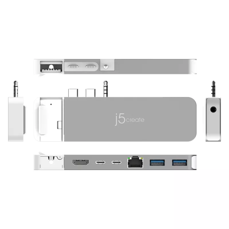 USB-jaotur j5create JCD395 4K60 Elite Pro juhtmega USB4 MagSafe-komplektiga