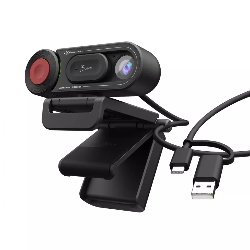 j5create JVU250 HD-veebikaamera automaatse ja manuaalse fookuse lülitusega