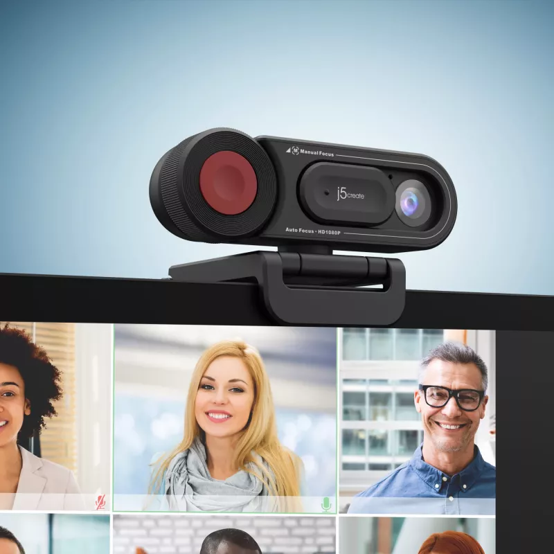 j5create JVU250 HD-veebikaamera automaatse ja manuaalse fookuse lülitusega