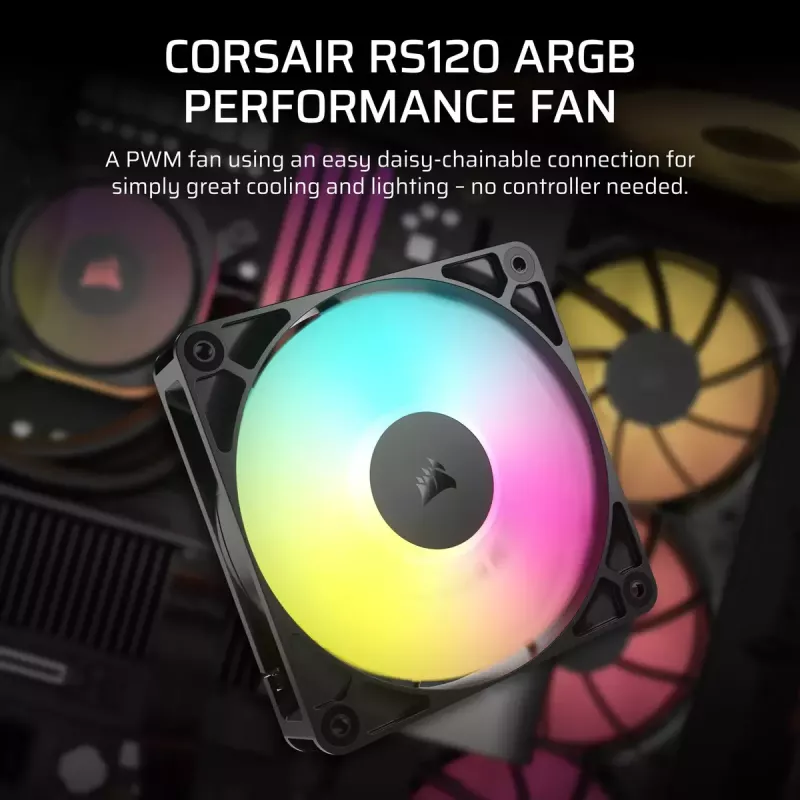 Ventilaator Corsair RS120 ARGB arvutikorpus 12 cm Must