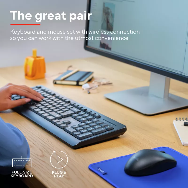Trust Primo klaviatuur ja hiir komplektis kontori RF juhtmevaba QWERTZ saksa must