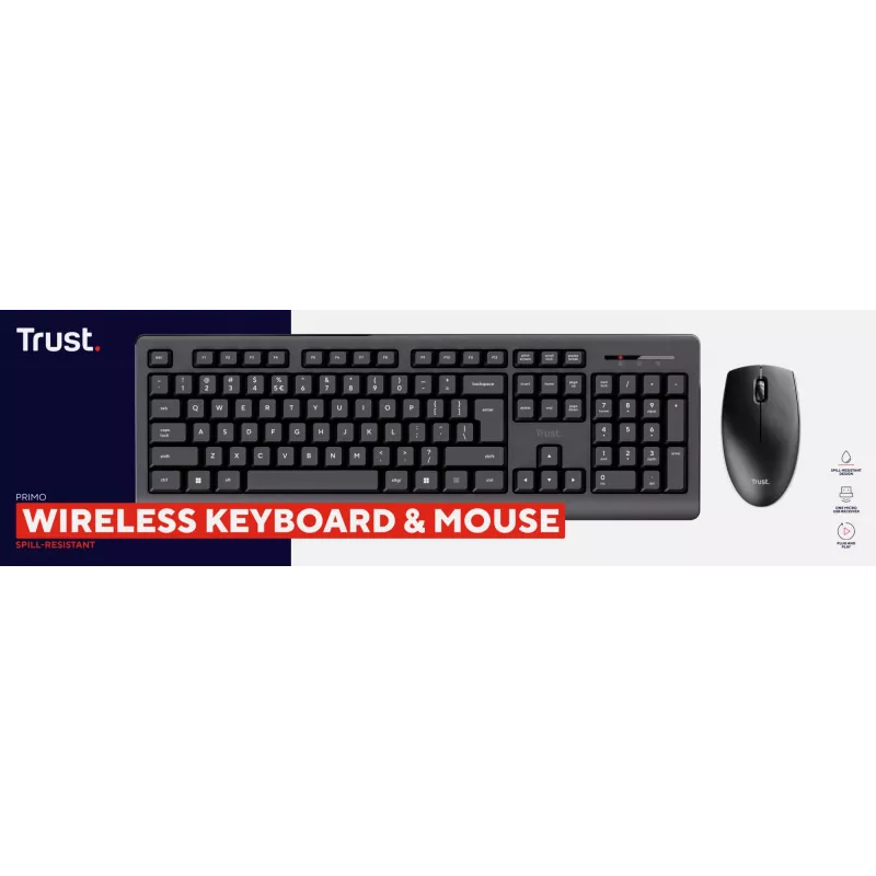 Trust Primo klaviatuur ja hiir komplektis kontori RF juhtmevaba QWERTZ saksa must