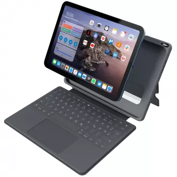 ASTAR DEQSTER Smart Rugged Touch Plus klaviatuur iPad 10,9 tolli — QWERTZ Saksa, mehaanilised lülitid, Smart Connector dokkimine, Hall