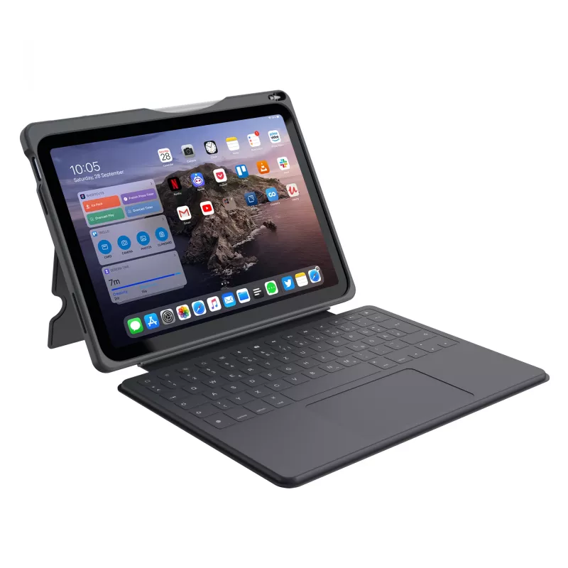 ASTAR DEQSTER Smart Rugged Touch Plus klaviatuur iPad 10,9 tolli — QWERTZ Saksa, mehaanilised lülitid, Smart Connector dokkimine, Hall