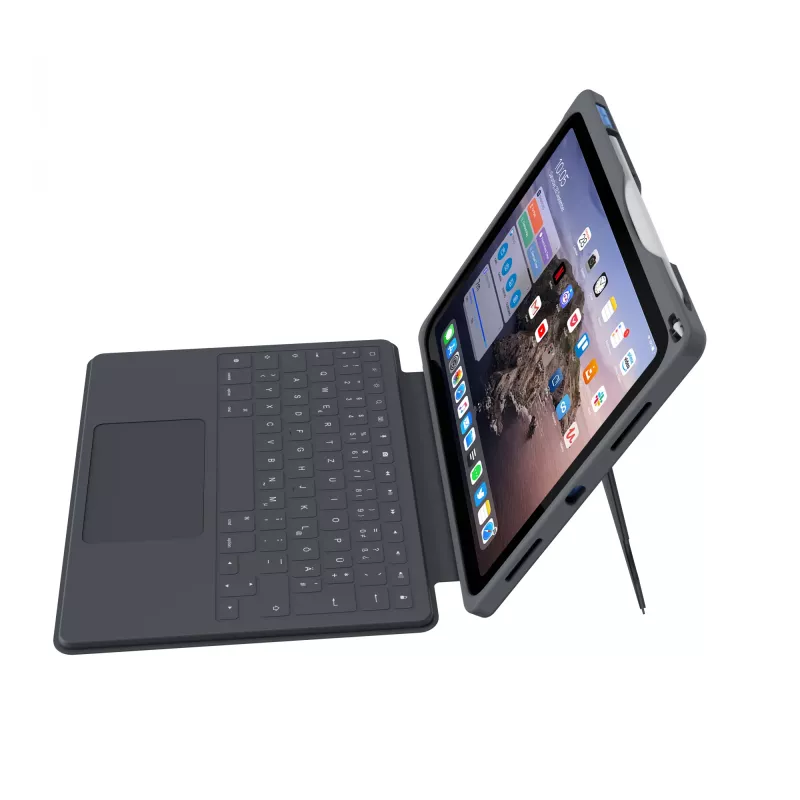 ASTAR DEQSTER Smart Rugged Touch Plus klaviatuur iPad 10,9 tolli — QWERTZ Saksa, mehaanilised lülitid, Smart Connector dokkimine, Hall