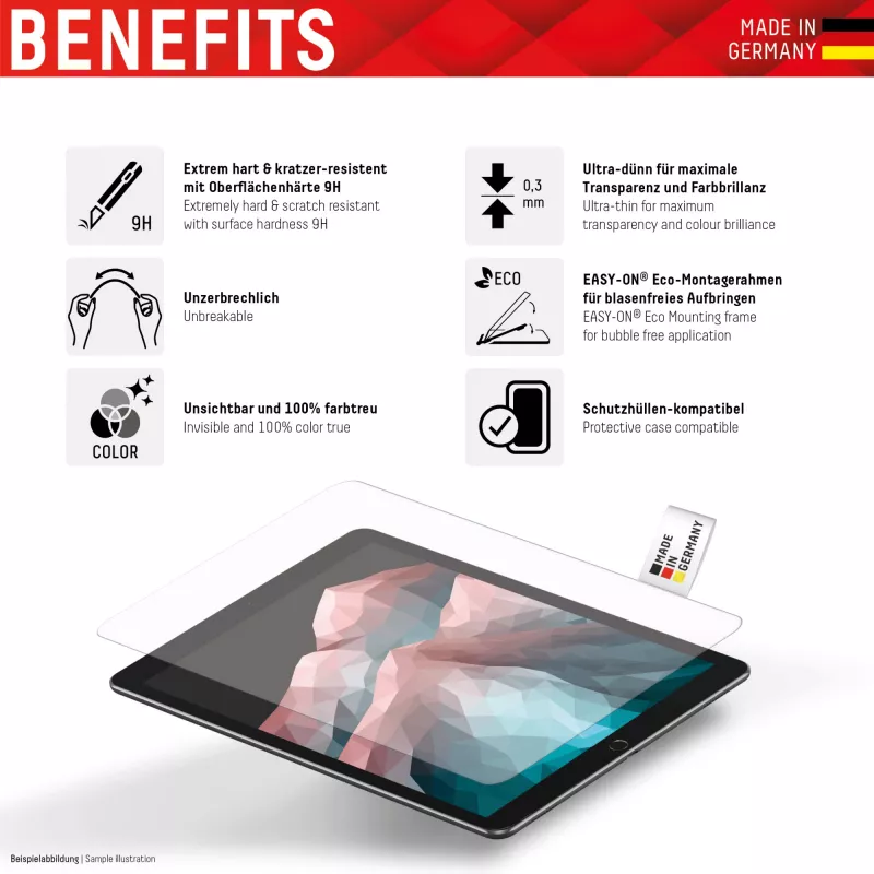 Displex tahvelklaas (9H) Samsung Galaxy Tab S6 Lite'ile, Eco paigaldusraam, purunemiskindel, üliõhuke, nähtamatu