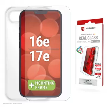 Displex ekraanikaitse + ümbris Apple iPhone 16e/17e jaoks, Eco paigaldusraam, kriimustuskindel