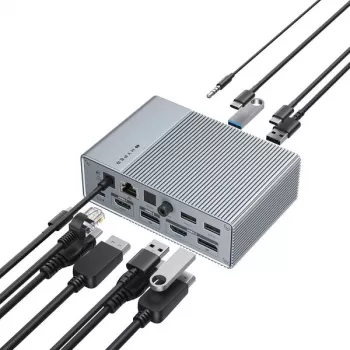 Targus HDG215-EUZ liidesejaotur USB 3.2 Gen 2 (3.1 Gen 2) USB-C hõbedane