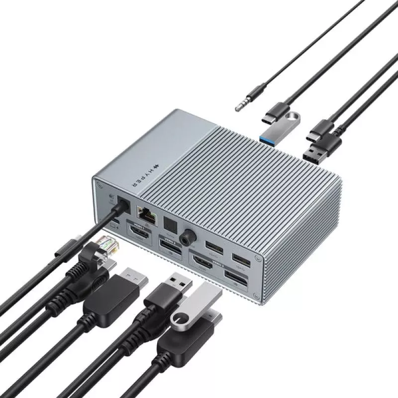Targus HDG215-EUZ liidesejaotur USB 3.2 Gen 2 (3.1 Gen 2) USB-C hõbedane