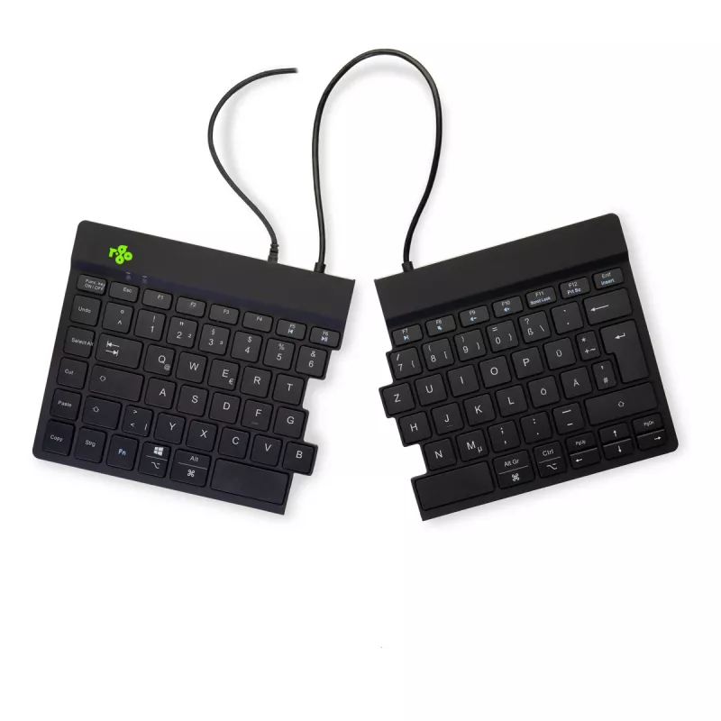 R-Go Tools Ergonoomiline klaviatuur R-Go Split Break v2 pausitarkvaraga, ergonoomiline poolitatud klaviatuur, QWERTZ (DE), juhtmega, must
