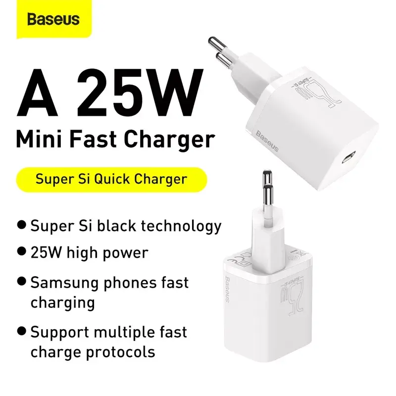 Baseus Super Si siselaadur valge kiirlaadimine 12V 1xUSB-C