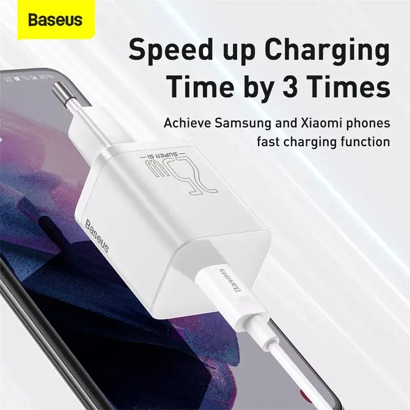 Baseus Super Si siselaadur valge kiirlaadimine 12V 1xUSB-C