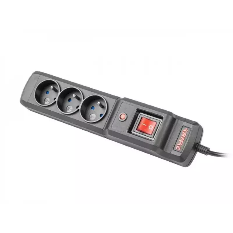 Pikendusjuhe ARMAC Multi M3 — 3 pistikupesa, 5 m kaabel, must