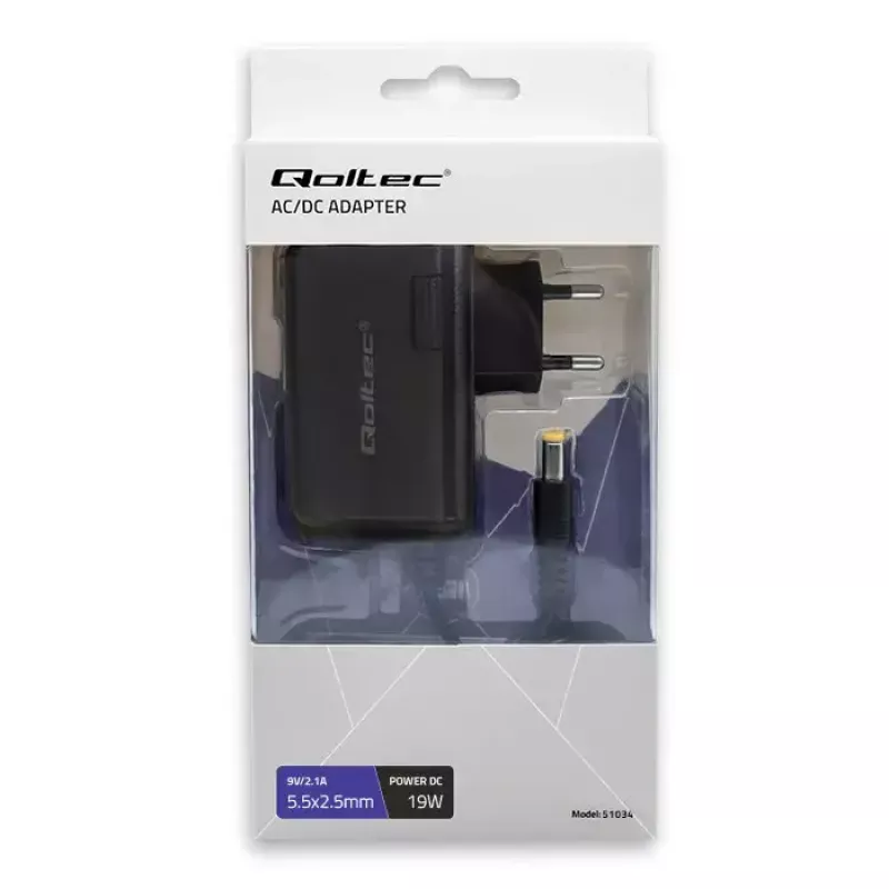 Toiteadapter Qoltec 51034 siseruumidesse 19W must 220-240V