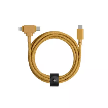 USB-kaabel native union Belt kaabel Duo 1,5 m USB-C kuni USB-C/Lightning kollane