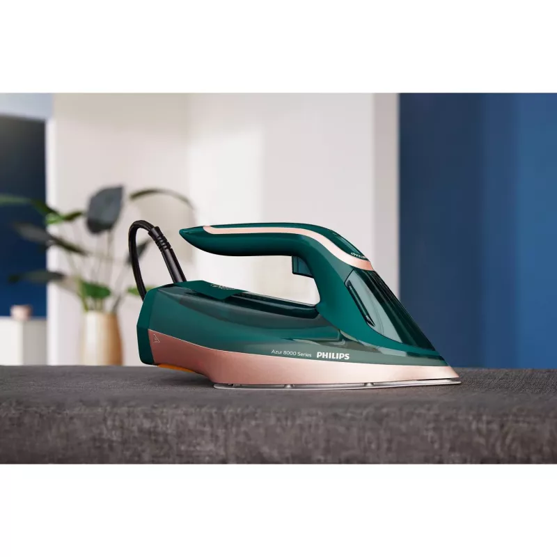 Aurutriikraud Philips DST8030/70 — 3000 W, SteamGlide Elite tallatald, 0,35 L paak, 1,78 kg, vertikaalne aur, roheline