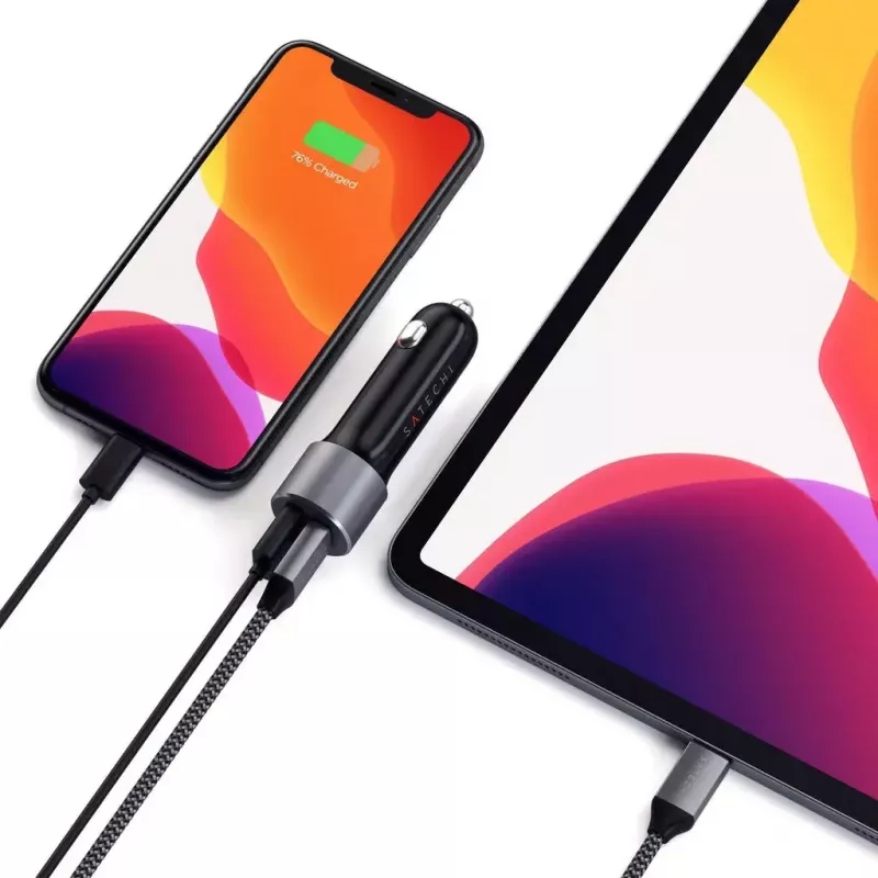 Autolaadija Satechi ST-TCPDCCM 72W kahe pordiga USB-toiteedastusega kiirlaadimine
