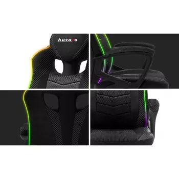 Mängutool huzaro Force 2.5 RGB Mesh — hingav võrk, RGB valgustus, reguleeritav kõrgus, kallutatav, 130 kg kandevõime