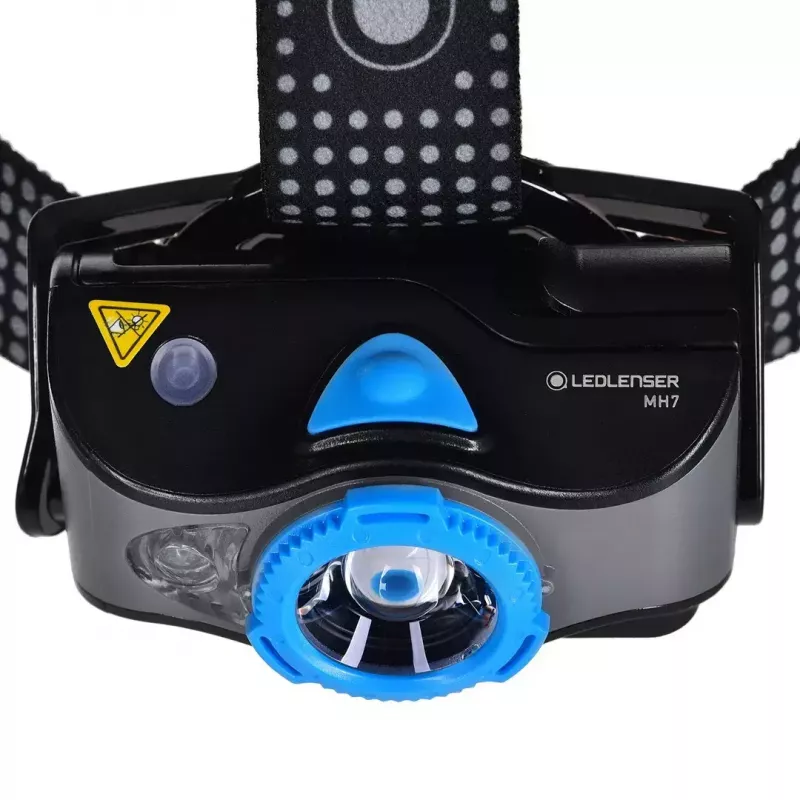 Pealamp Ledlenser MH7 Must Blue — laetav LED-pealamp, 400 luumenit, sisseehitatud aku