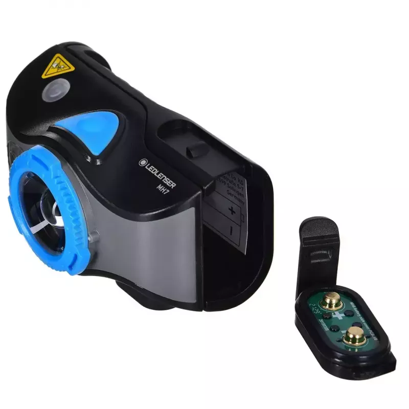 Pealamp Ledlenser MH7 Must Blue — laetav LED-pealamp, 400 luumenit, sisseehitatud aku