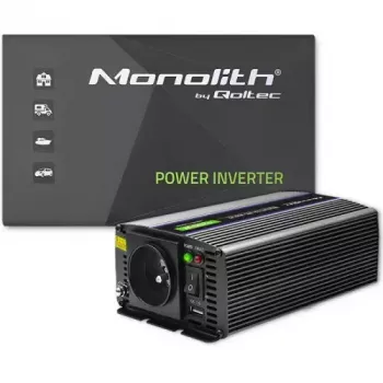 Pingemuundur QOLTEC Monolith 600 W — 12 V kuni 230 V, USB PD 18 W, auto/siseruumidesse, must