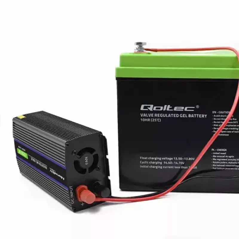 Pingemuundur QOLTEC Monolith 600 W — 12 V kuni 230 V, USB PD 18 W, auto/siseruumidesse, must