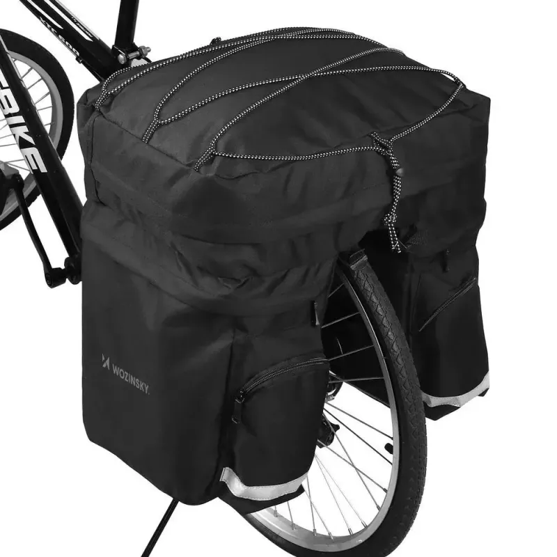 Jalgrattakott Wozinsky WBB13BK 60L must universaalne – pakiraamile kinnitatav kott, 60 L maht