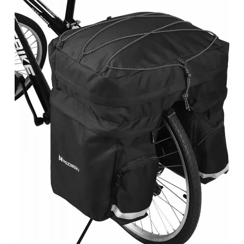 Jalgrattakott Wozinsky WBB13BK 60L must universaalne – pakiraamile kinnitatav kott, 60 L maht