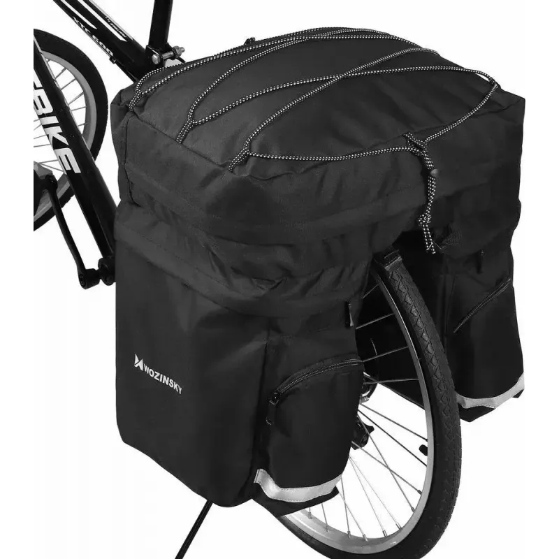 Jalgrattakott Wozinsky WBB13BK 60L must universaalne – pakiraamile kinnitatav kott, 60 L maht