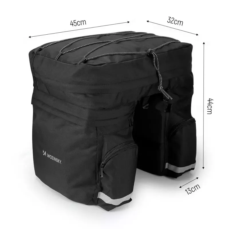 Jalgrattakott Wozinsky WBB13BK 60L must universaalne – pakiraamile kinnitatav kott, 60 L maht
