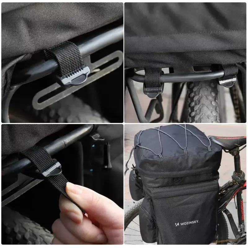 Jalgrattakott Wozinsky WBB13BK 60L must universaalne – pakiraamile kinnitatav kott, 60 L maht