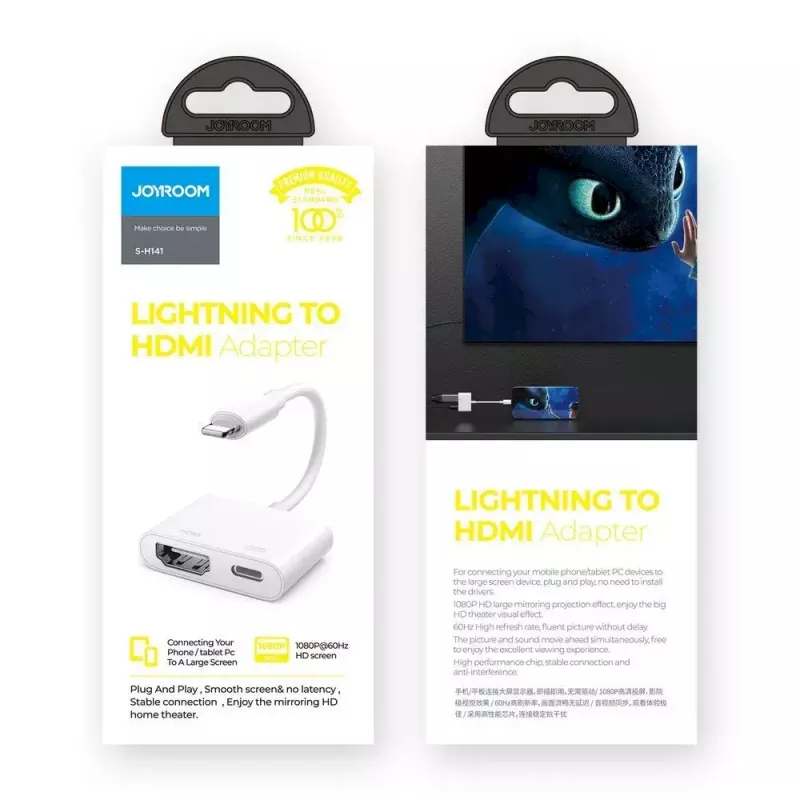 Lightning-HDMI-adapter Joyroom S-H141 — Lightning (Apple) HDMI-le FullHD 1080p 60 Hz, valge