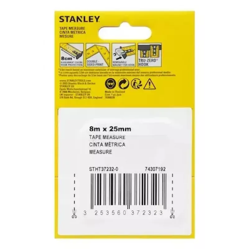 Mõõdulint Stanley STHT37232-0 8 m Must Kollane Laius 90 mm Sügavus 50 mm Kõrgus 150 mm