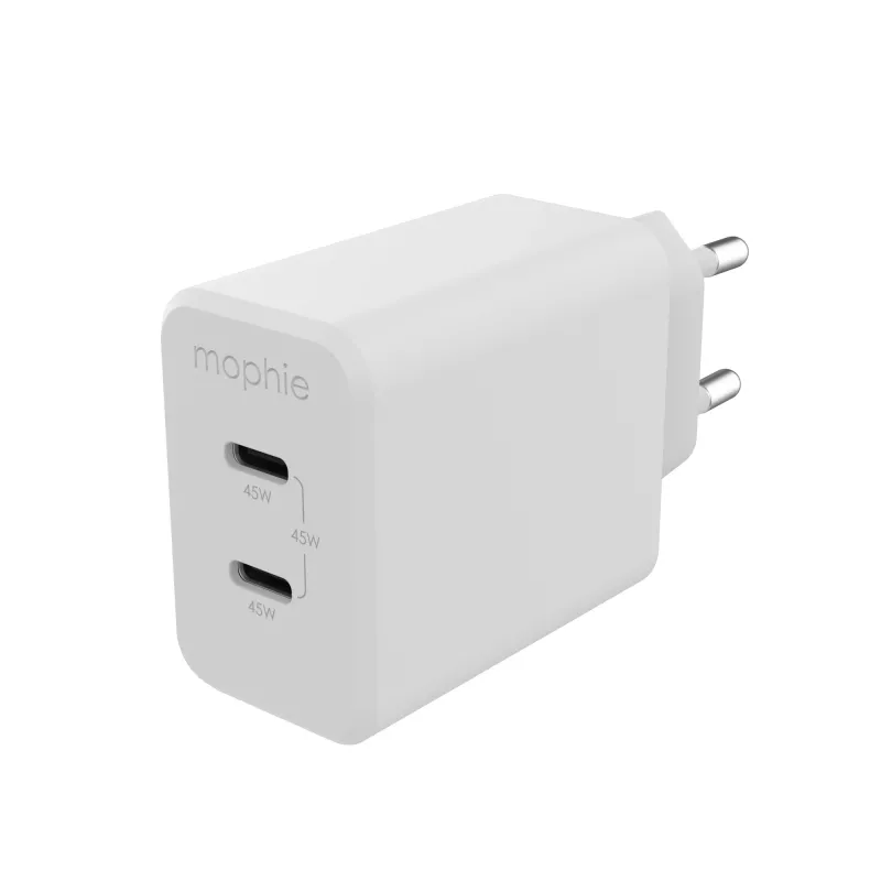 mophie Accessories Seinakohane adapter-USB-C-PD-DUAL-45W-GAN-Valge-EU(2xUSBC)