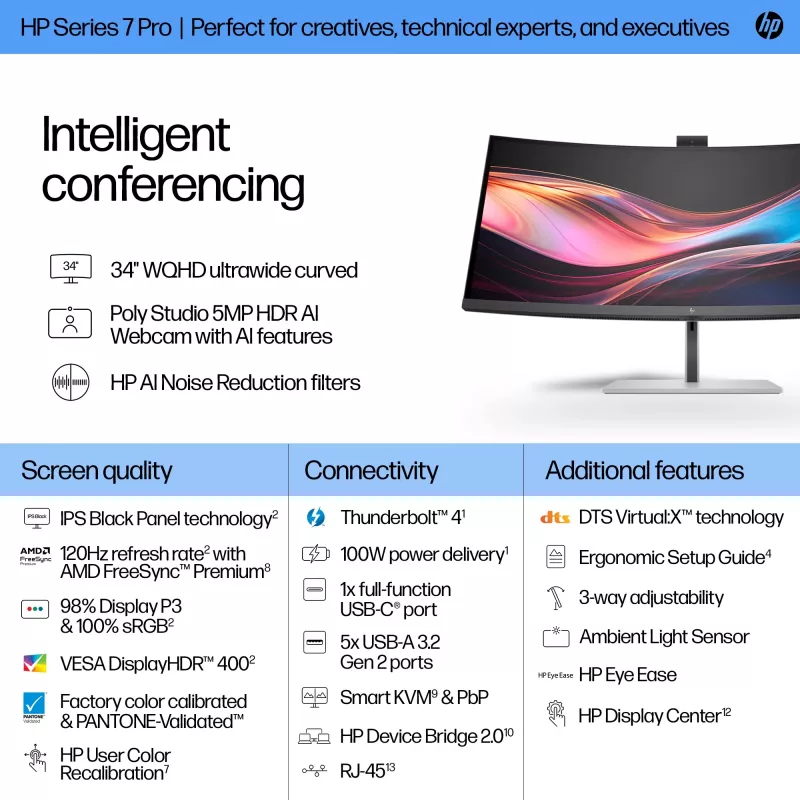 HP Series 7 Pro 34-tolline WQHD konverentsimonitor - 734pm