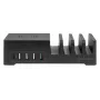 Manhattan laadimisjaam juhtmevaba laadimisalusega (eemaldatav), 1x juhtmevaba, 1x USB-C ja 4x USB-A porti, juhtmevaba väljund: 2A, USB-C väljund: 3A, USB-A väljundid: 1x 3A ja 3x 2.4A max, kaabel 1m, must (toitekaabel: Euro 2-kontaktiline pistik C7 kaheksakujulisse pistikusse)