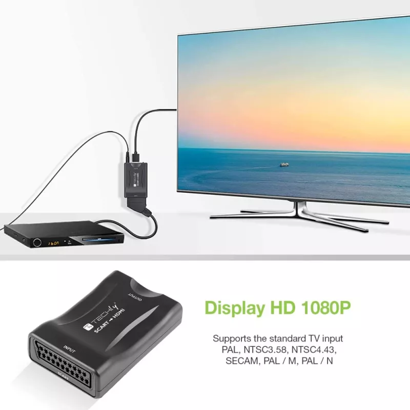 Techly IDATA SCART-HDMI3 videosignaali muundur 1920 x 1080 pikslit
