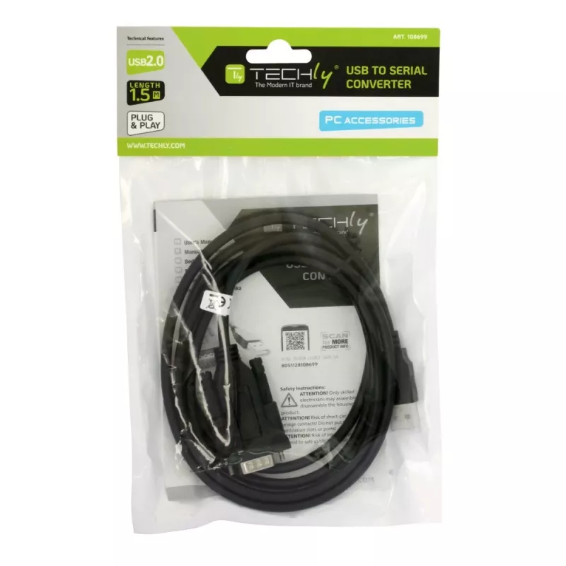 Jadakaabel Techly IDATA-USB2-SER-1 Must 1,5 m USB Type-A DB-9