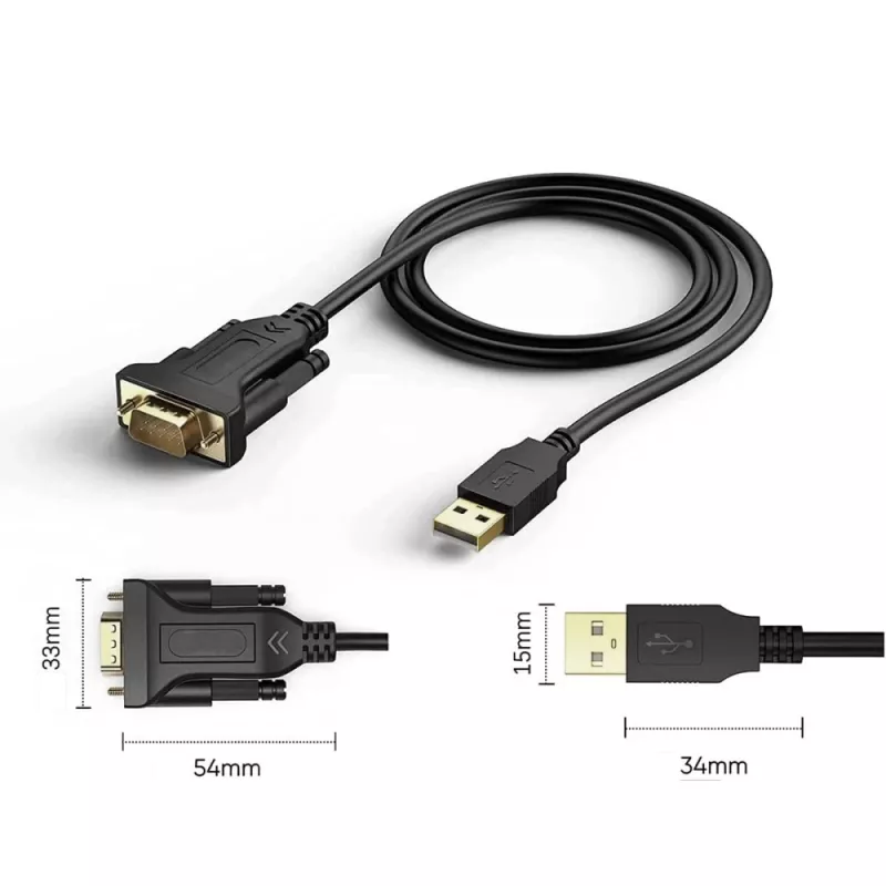 Jadakaabel Techly IDATA-USB2-SER-1 Must 1,5 m USB Type-A DB-9