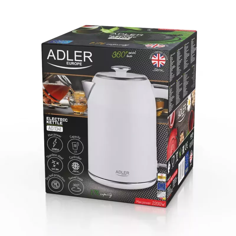 Elektriline veekeetja Adler 1.7 L 2200 W Valge