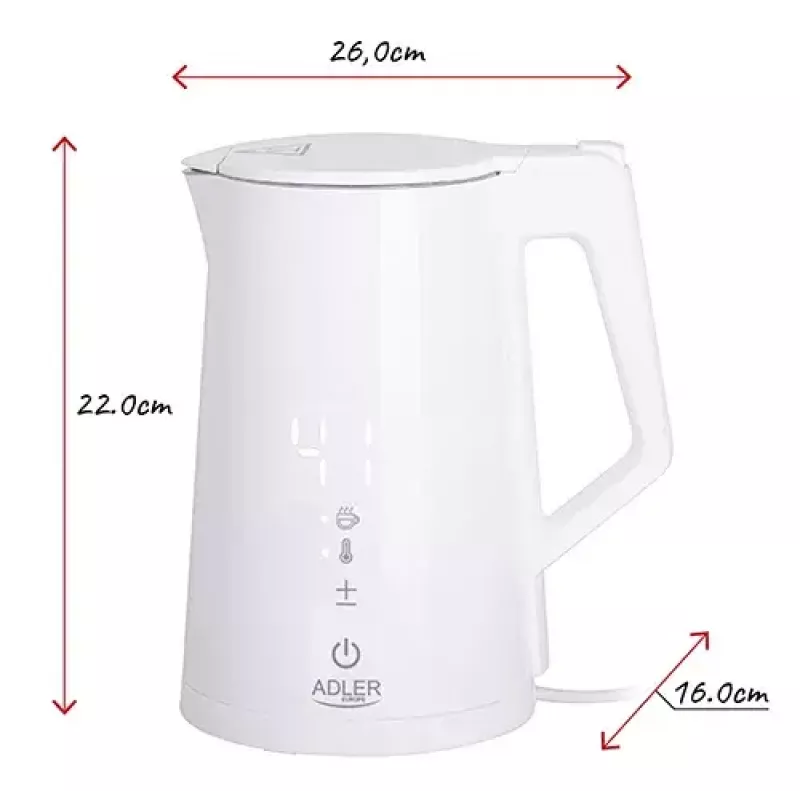 Adleri elektriline veekeetja 1,7 L 1850 W valge