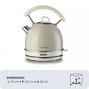 Ariete 2877 Veekeetja Vintage, 1,7L, Juhtmeta, Beež, 1.7 L, 2000 W, Beež, Veetaseme indikaator, Juhtmeta, Filtreerimine