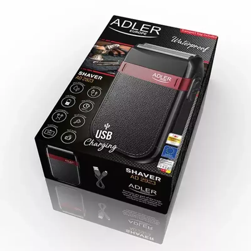 Fooliumhabemenuga Adler AD 2923 — meeste fooliumhabemenuga, 2 tera, märg ja kuiv, 45 min aku, liugurlüliti, must