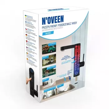 Läbivooluboiler NOVEEN IWH965 INOX Must 5,5 kW 220V, roostevaba teras, puutetundlik juhtimine, 2,5 l/min