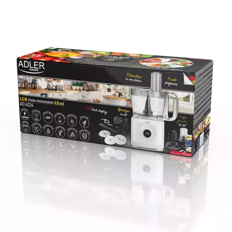 Adler AD 4224 köögikombain, 1000 W, 2 l kauss, 7 kiirust, valge