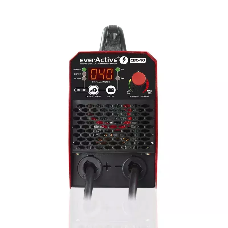 Autolaadija everActive CBC40 12V/24V, sõiduki akulaadija ühildub 12V ja 24V süsteemidega