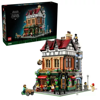 LEGO Icons ehituskomplekt 10350 Tudor Corner House — 3266 detaili, 8 minifiguuri, vanus 18+, 260×250×310 mm