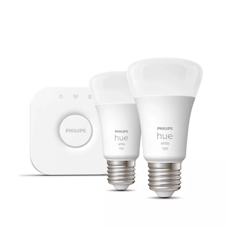 Philips Hue Valge komplekt: 2 E27 nutipirni (1100), Nutivalgustuse komplekt, Bluetooth/Zigbee, Valge, LED, E27, A60